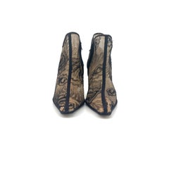 Rene Caovilla Floral Lace Pointed Toe Mesh Heeled Bootie 36.5