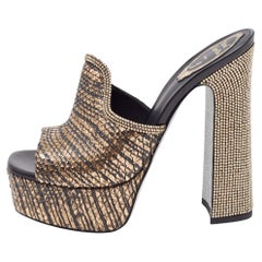 René Caovilla Gold Python Slide Sandals Size 38