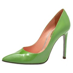 René Caovilla Green Patent Leather Pointed Toe Pumps Size 35.5
