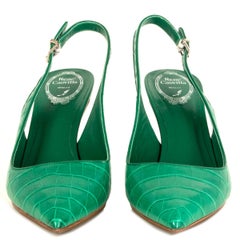 RENE CAOVILLA green Pointed Toe CROCODILE NADINE Slingbacks Shoes 41
