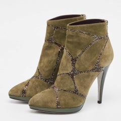 René Caovilla Green Suede Ankle Length Boots Size 39