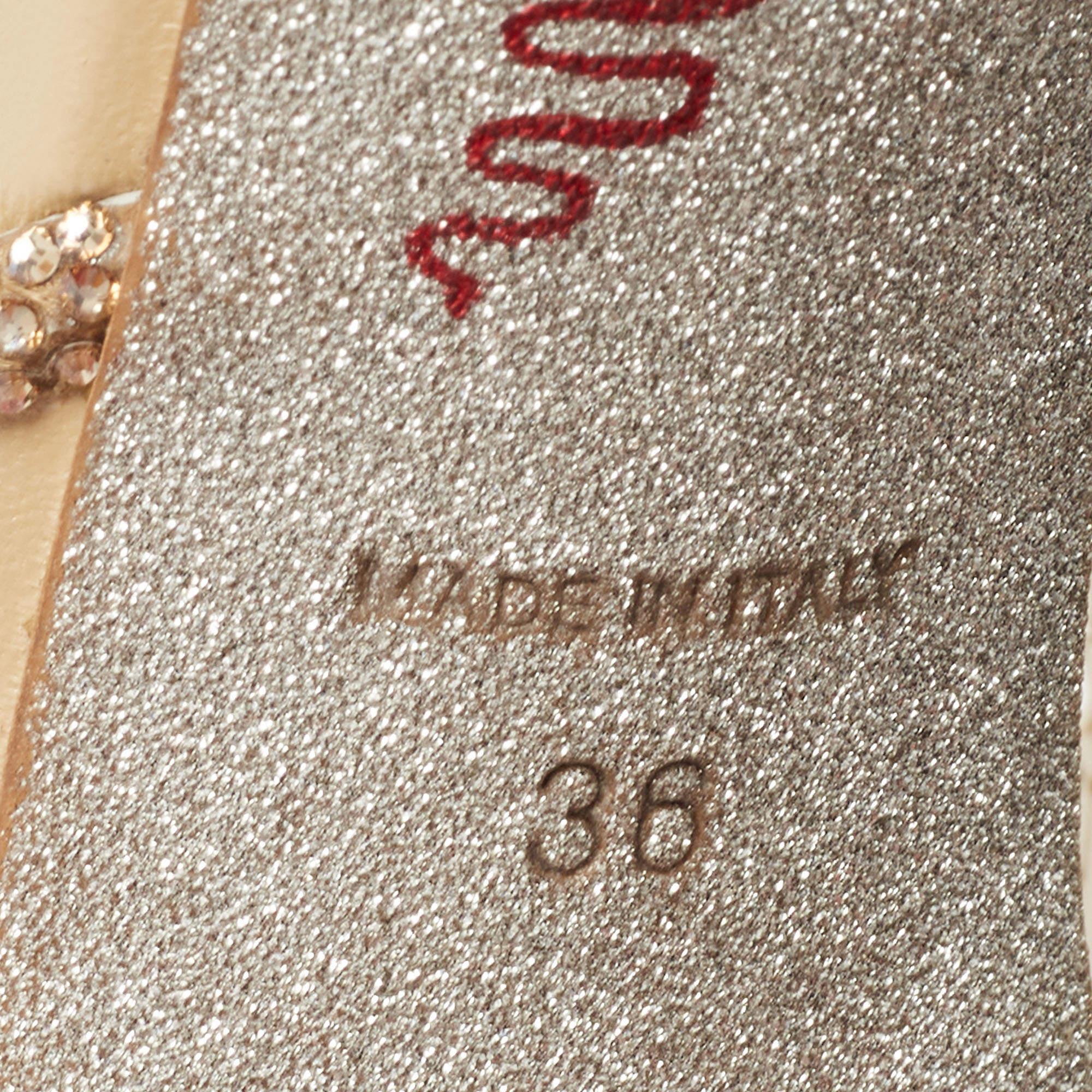 René Caovilla Leather and Crystal Venezia Crystal Slingback Sandals Size 36 4