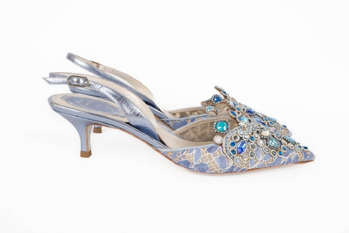 Gray Rene Caovilla Leather Heel Stilettoes / Shoes