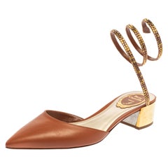 Rene Caovilla Light Brown Cleo Crystal-Embellished Sandals Size 37
