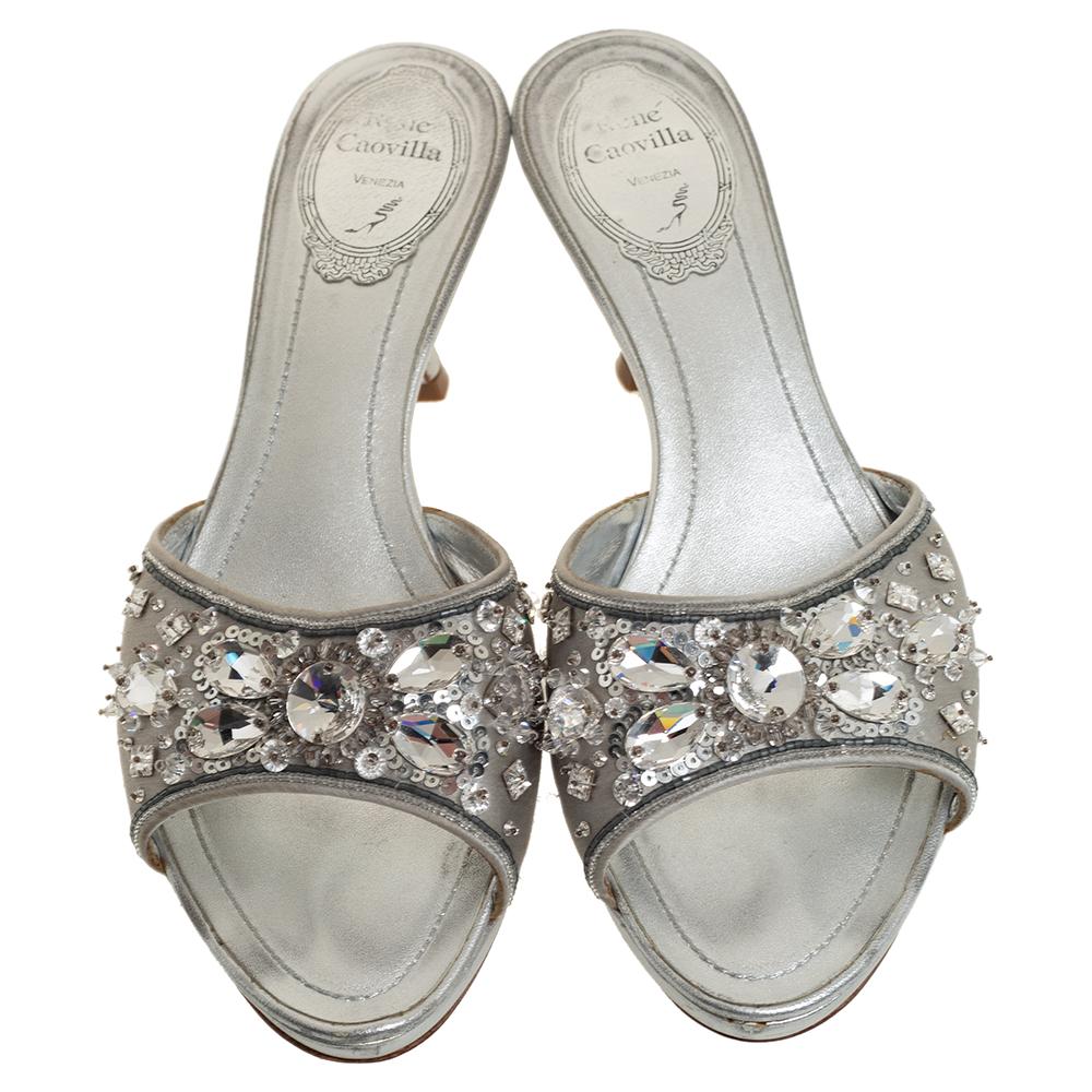 metallic silver sandals