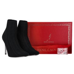 Rene Caovilla Metallic Sock Ankle Boots With Crystal-Embellished Heel