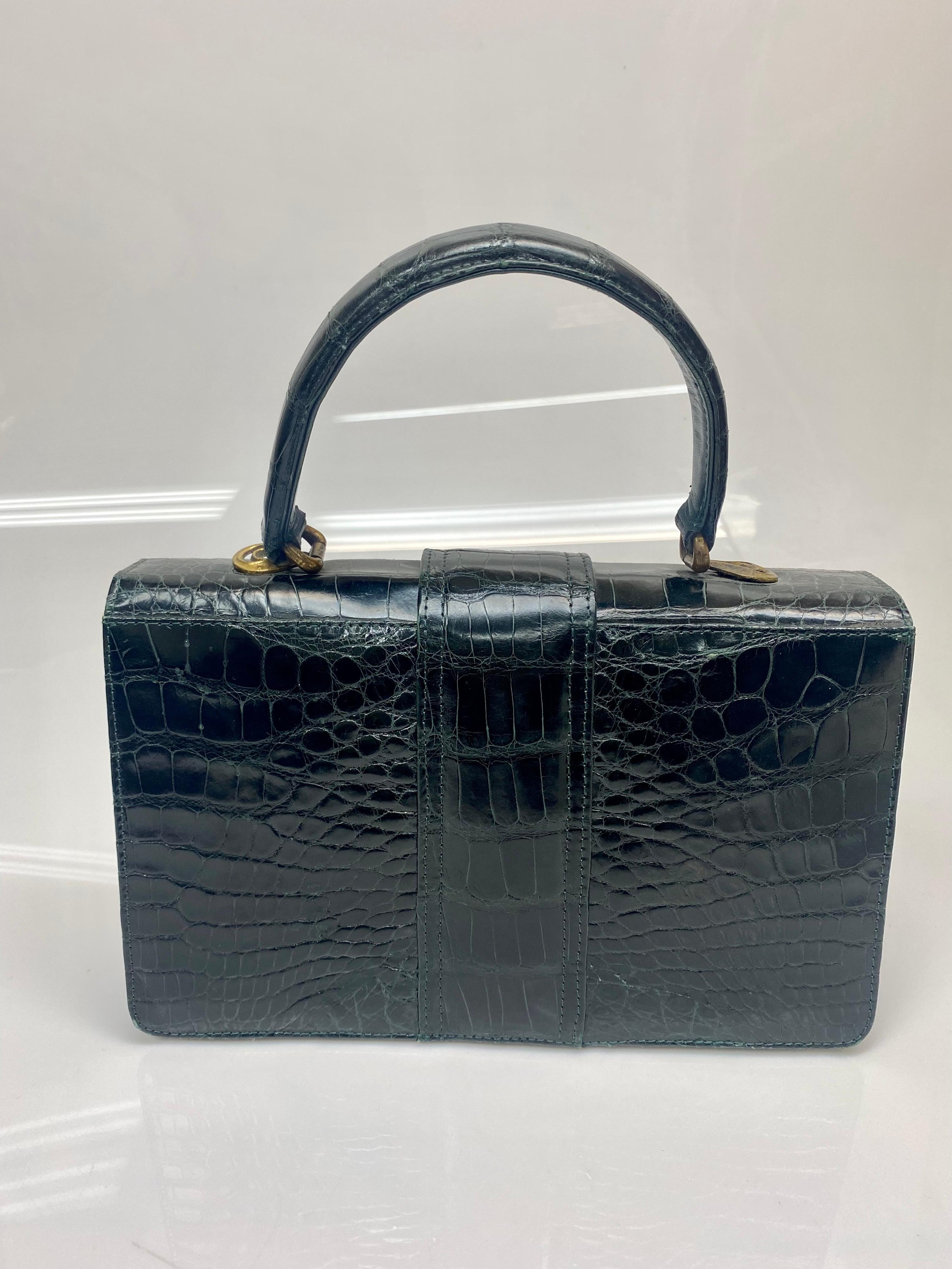 Rene Caovilla Moss Green Alligator Skin Handbag For Sale 1