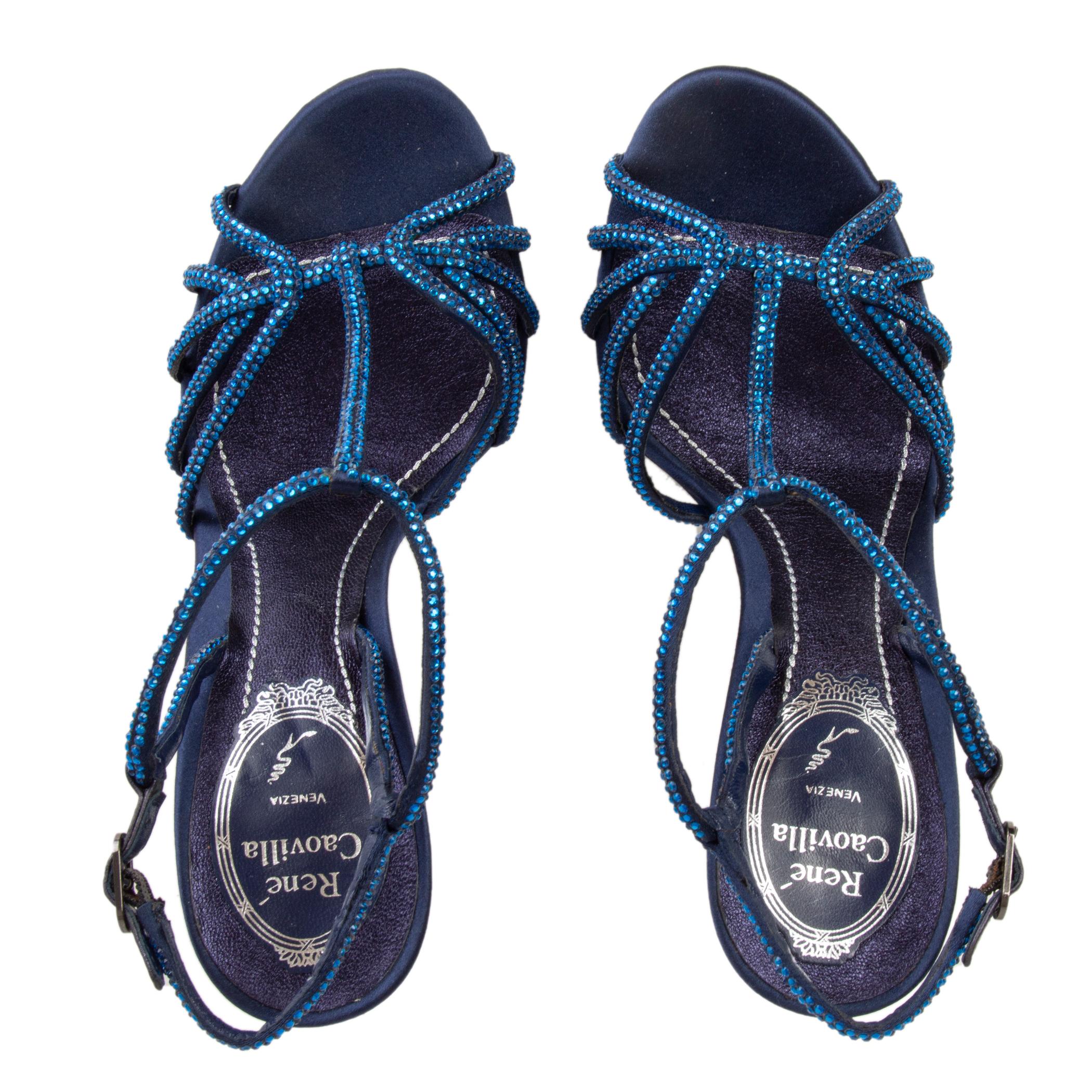 navy rhinestone sandals
