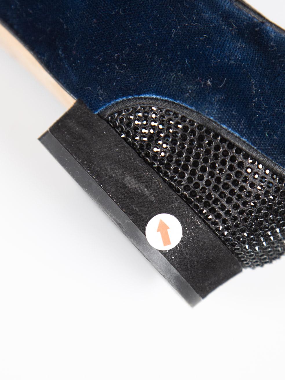 Rene Caovilla Mocasines de terciopelo azul marino con adornos Talla IT 38.5 en venta 3