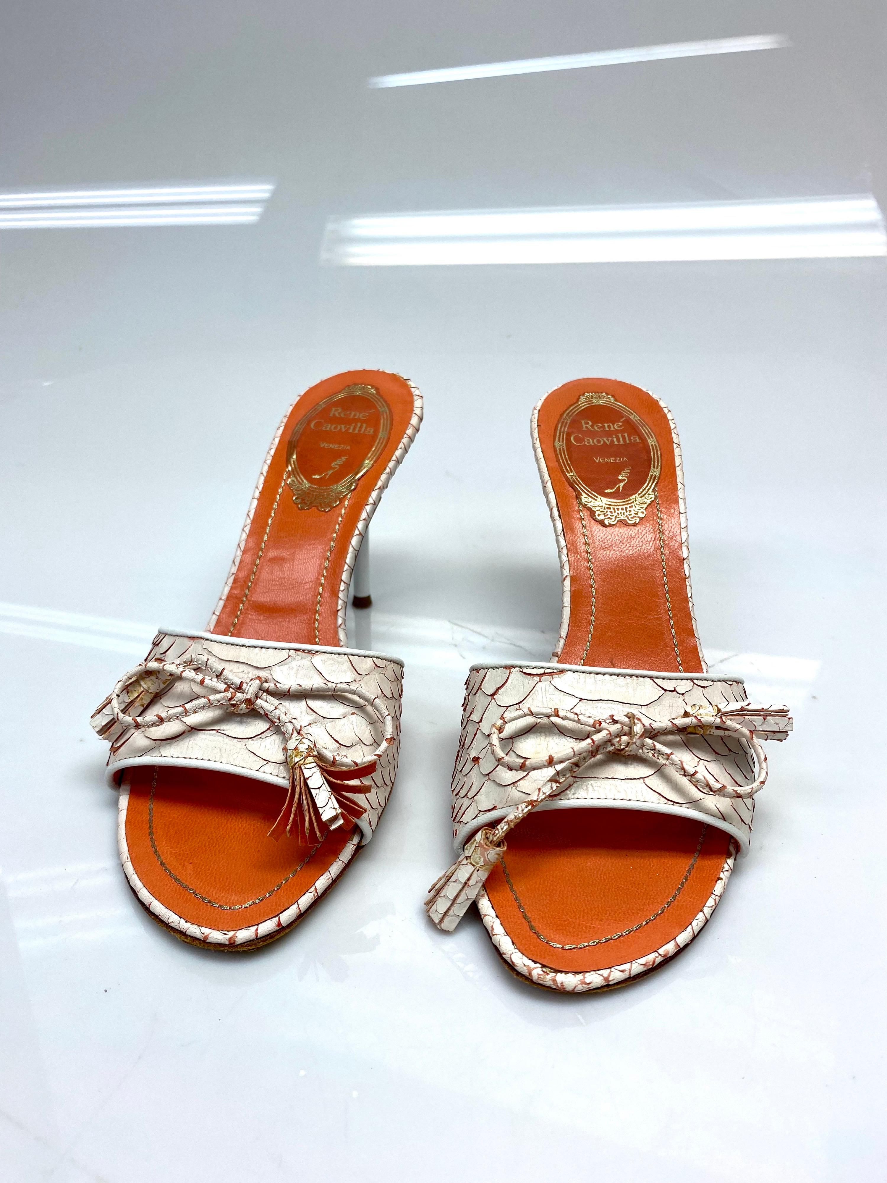 rene caovilla orange heels