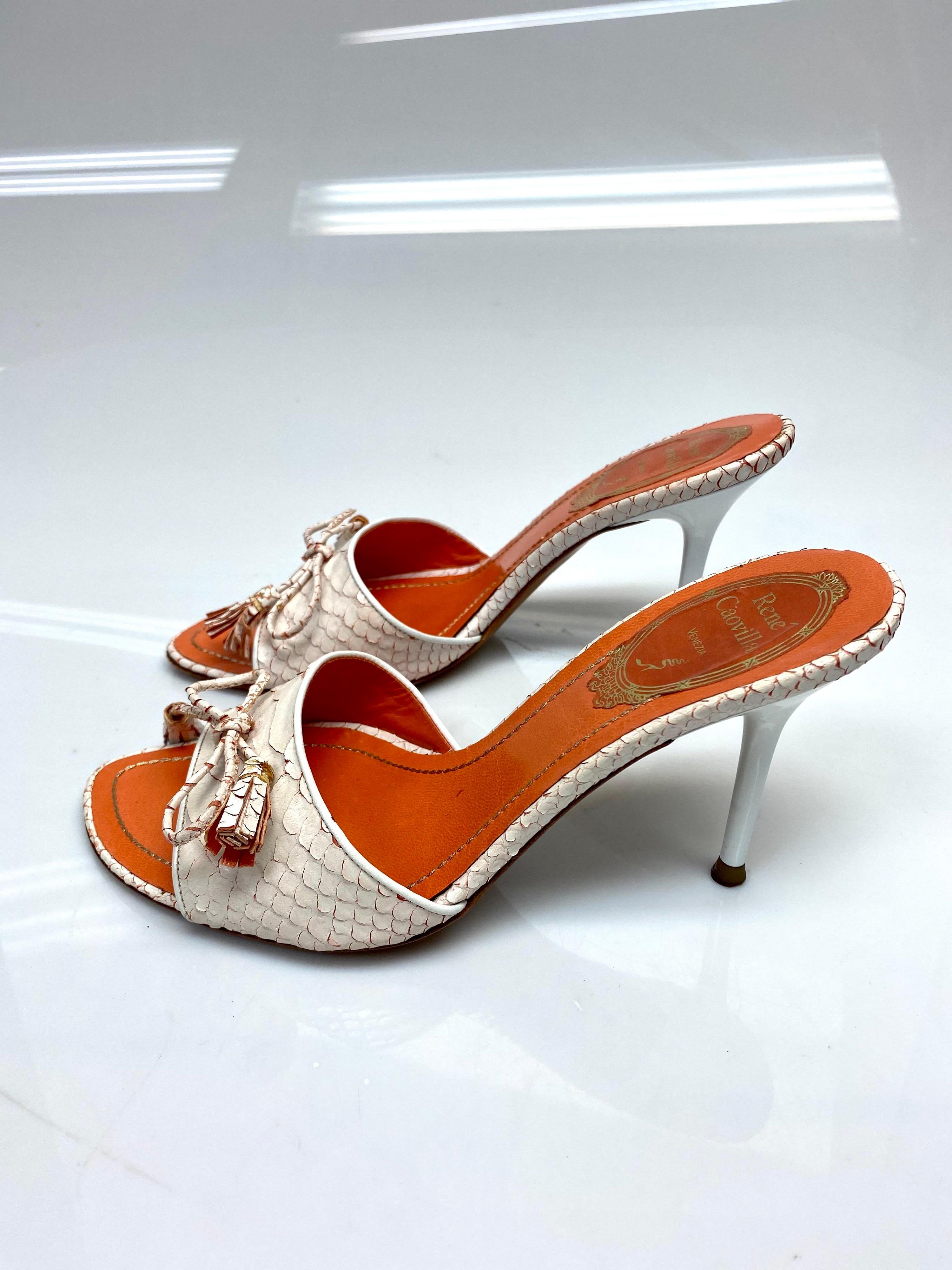 Orange Python Peep Toe Heels von Caovilla, Größe 35 im Angebot 1