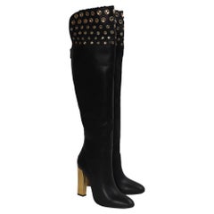 Rene Caovilla Over-the-Knee Boots in Black Leather