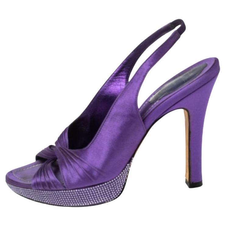René Caovilla Sandales à talon en satin violet Taille 37.5