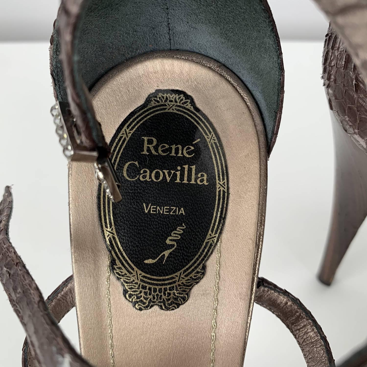 René Caovilla Rhinestones Sandals Heels Size 38 5