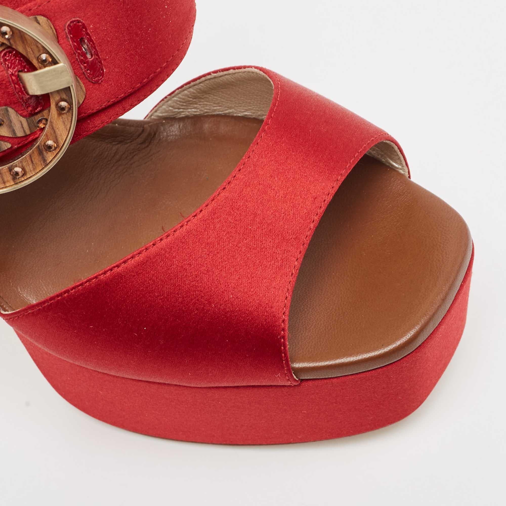 Women's René Caovilla Satin Buckle Detail Crystal Embellished Sandals Size 39