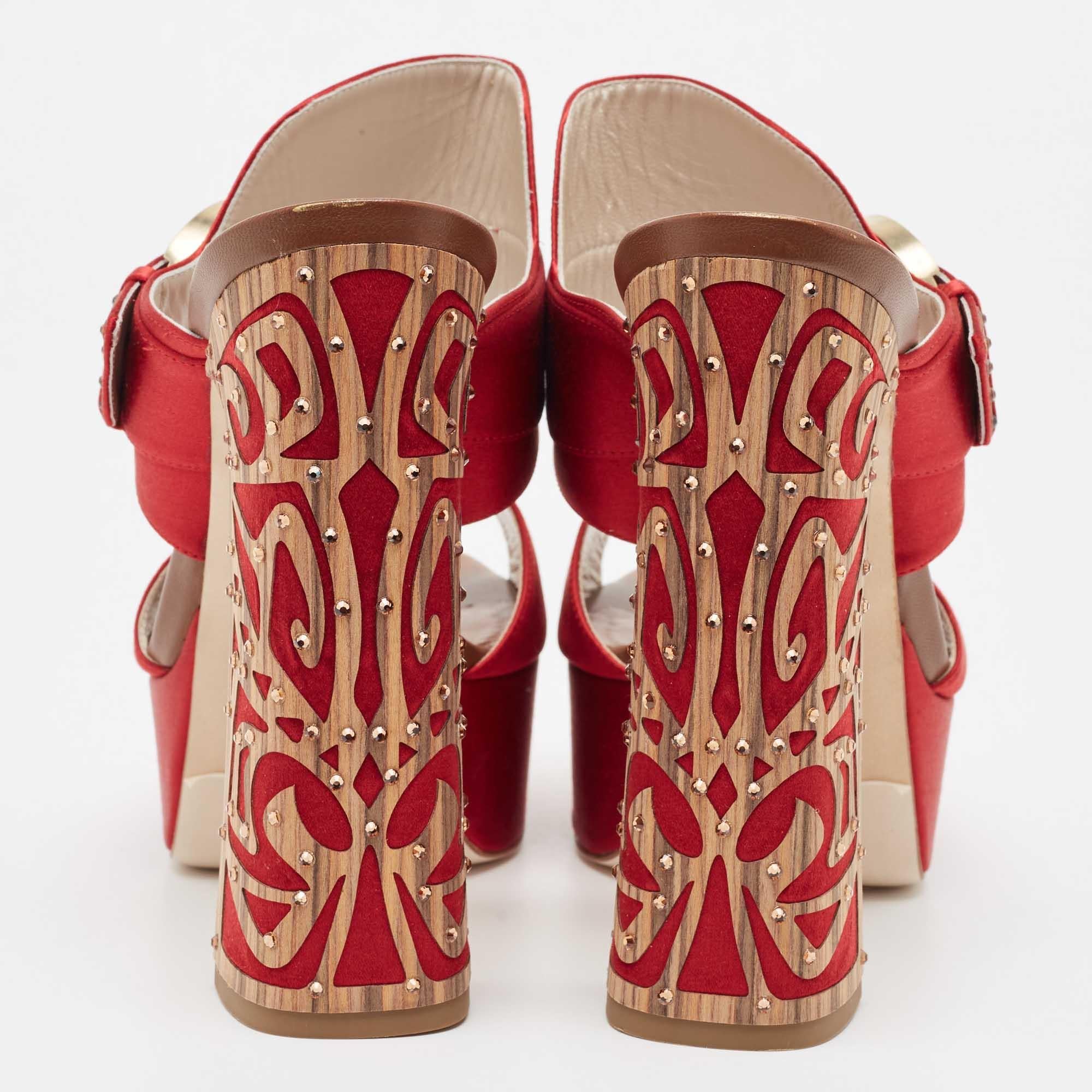 René Caovilla Satin Buckle Detail Crystal Embellished Sandals Size 39 2