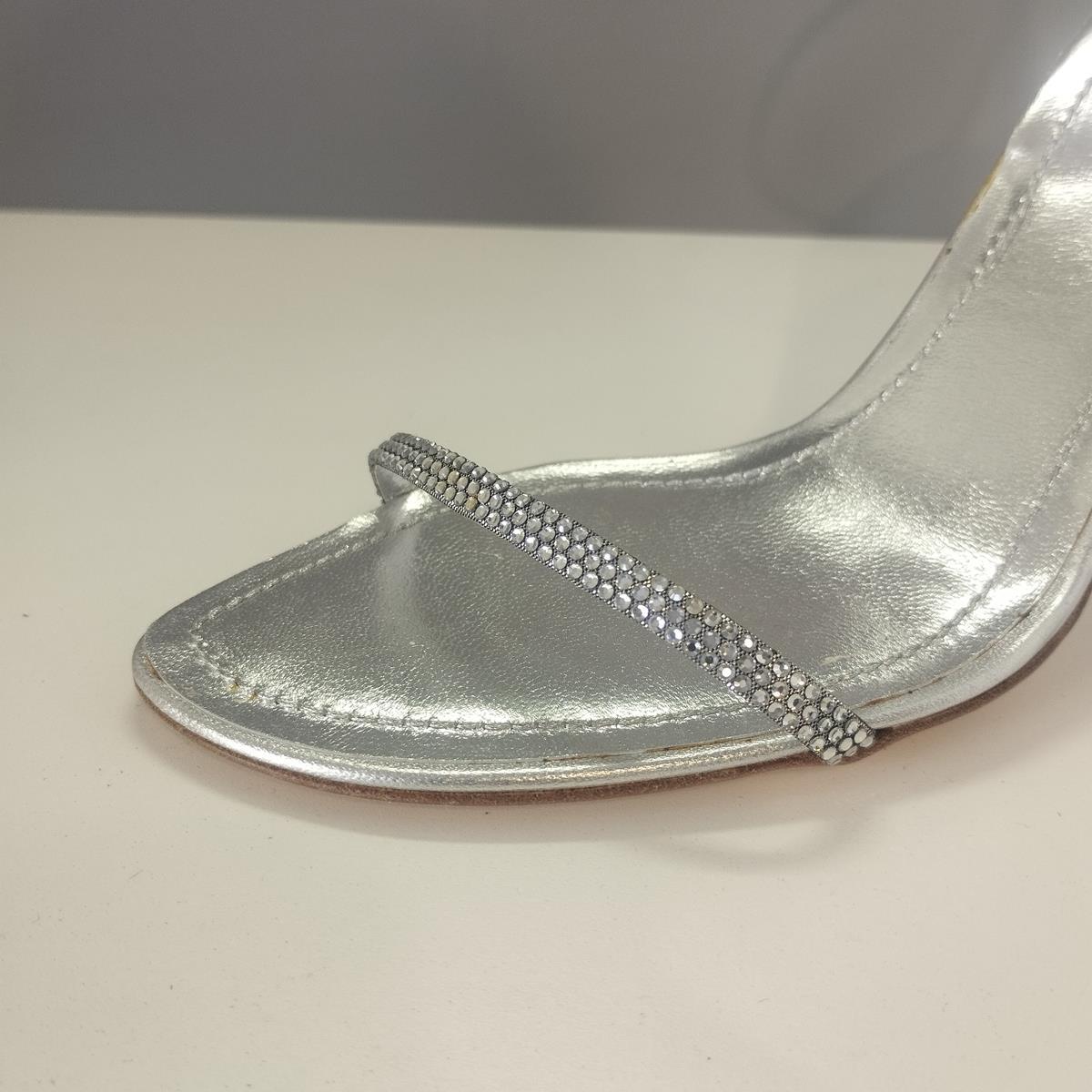 René Caovilla Silberne Kristall-Sandalen IT 37 Damen im Angebot