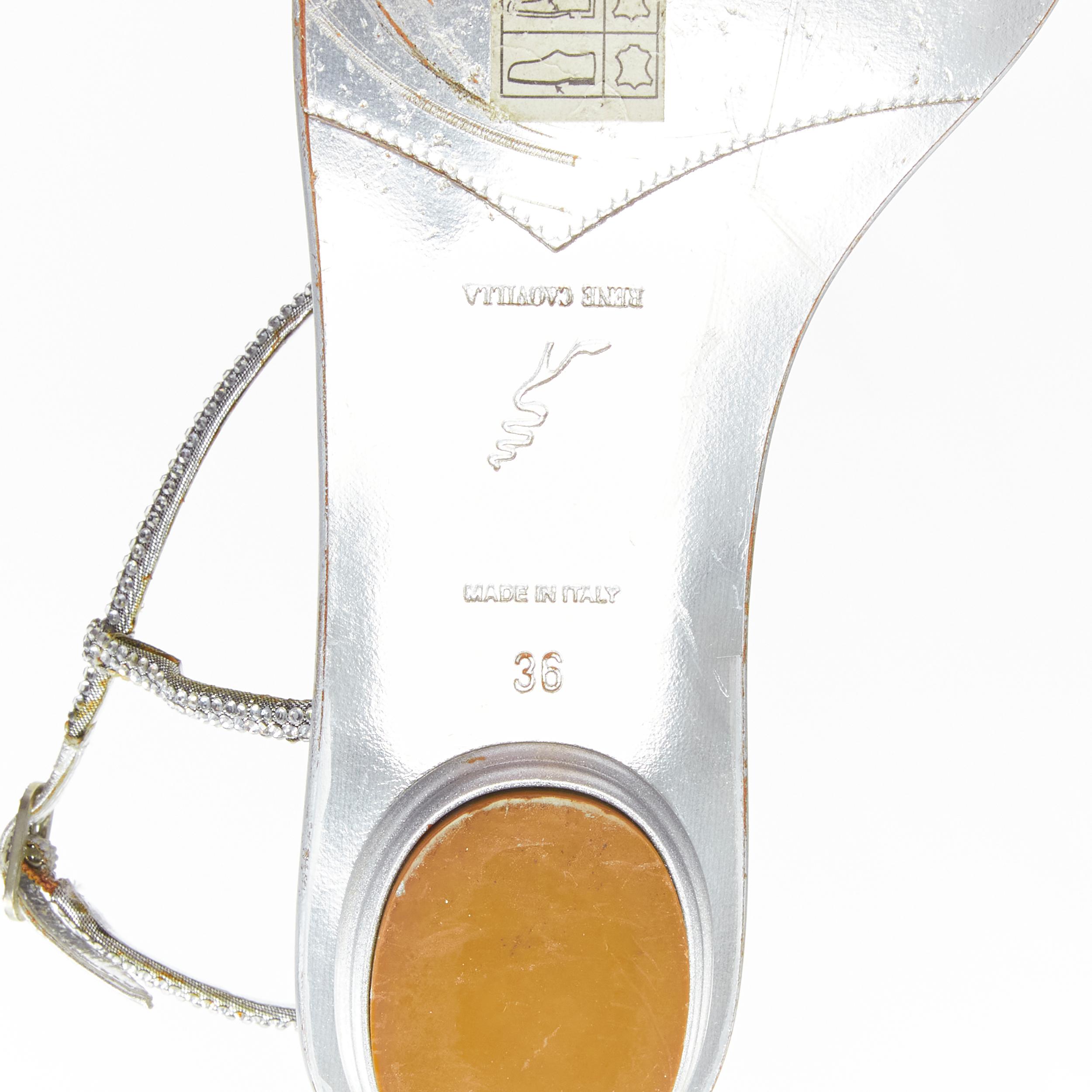 RENE CAOVILLA silver strass rhinestone T-strap flat thong sandals EU36 For Sale 2