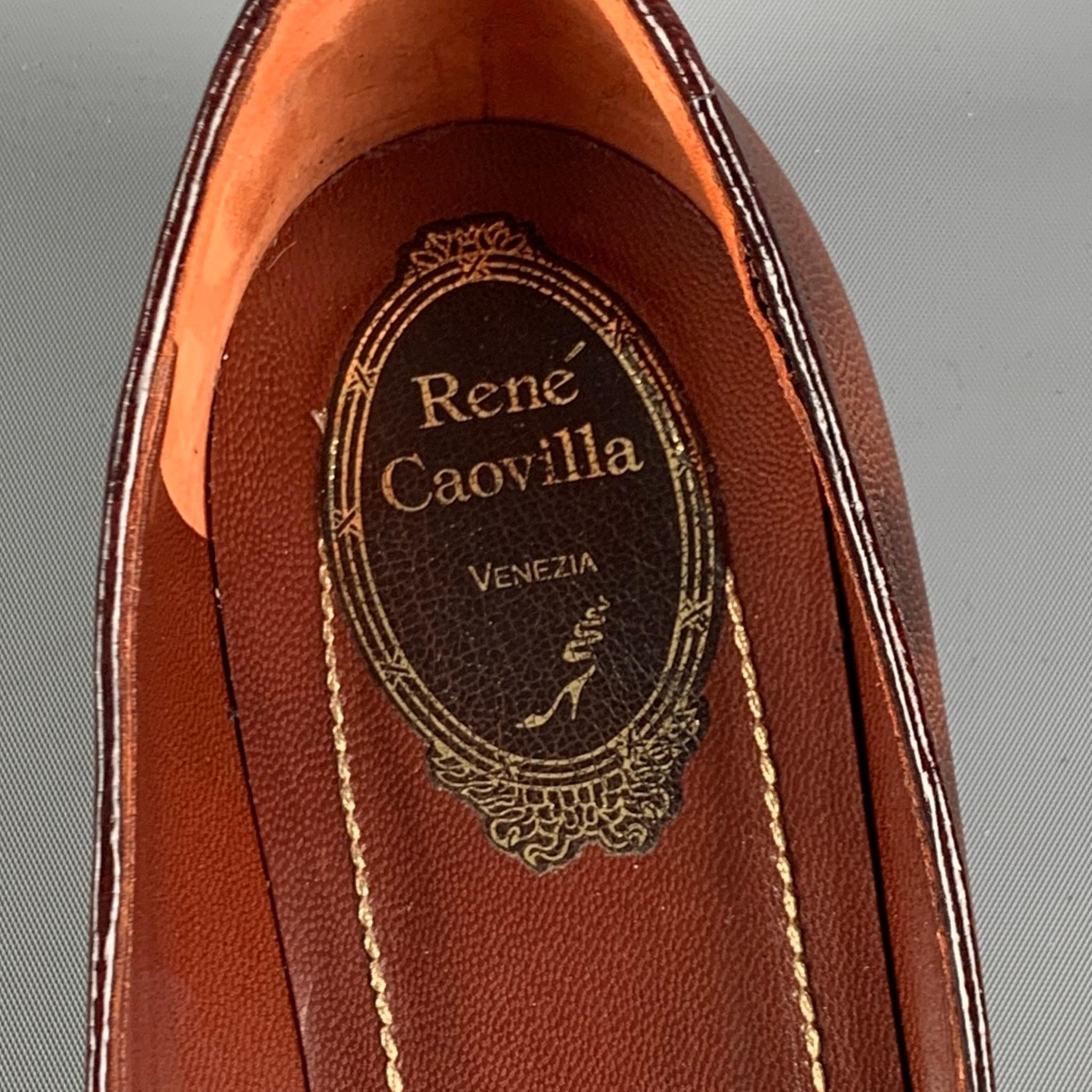 RENE CAOVILLA Size 8.5 Brown Velvet Embelished Flats 1
