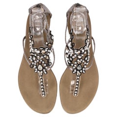 Rene Caovilla Snakeskin & Crystal Thong Sandals