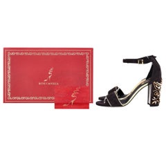 Rene Caovilla Suede Sandals With Jewel Embellished Block Heel
