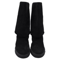 René Caovilla Wedge Ankle Boots in Black Suede