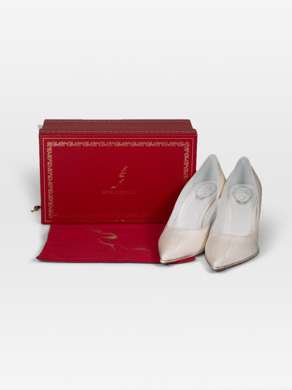 Rene Caovilla Weiß Crystal Detail Heels Größe IT 39.5 im Angebot 5