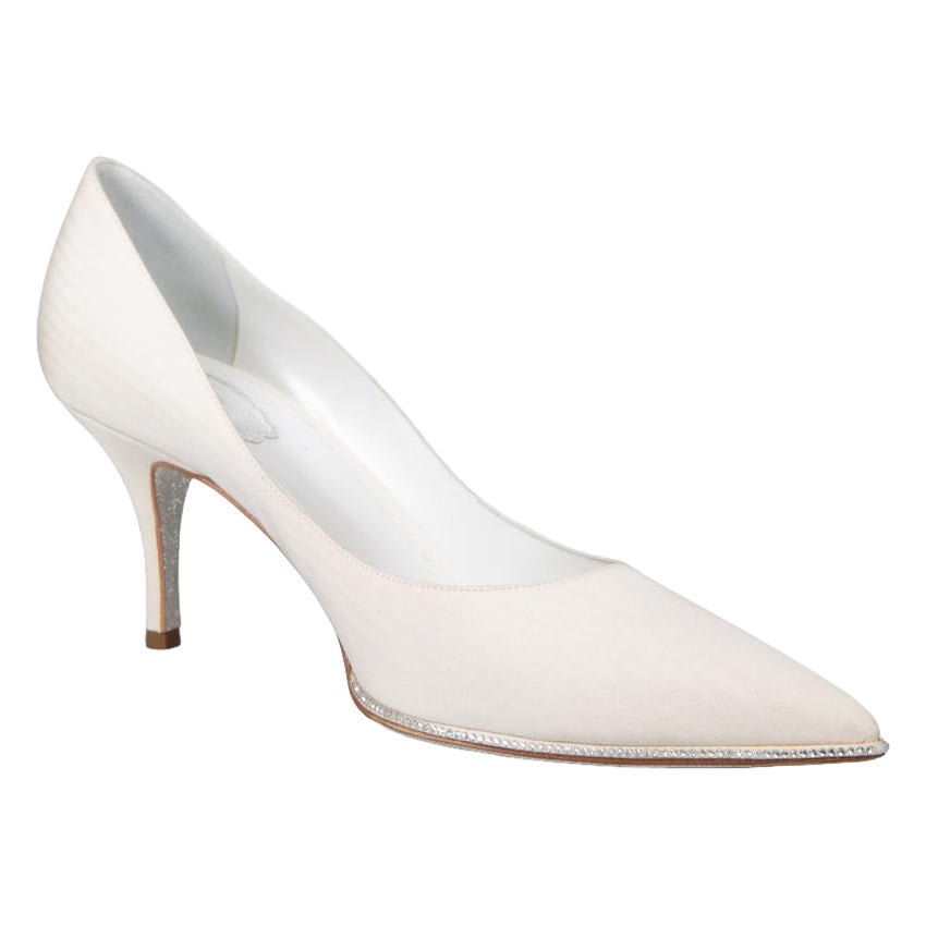 Rene Caovilla Tacones Blancos Detalle Cristal Talla IT 39.5