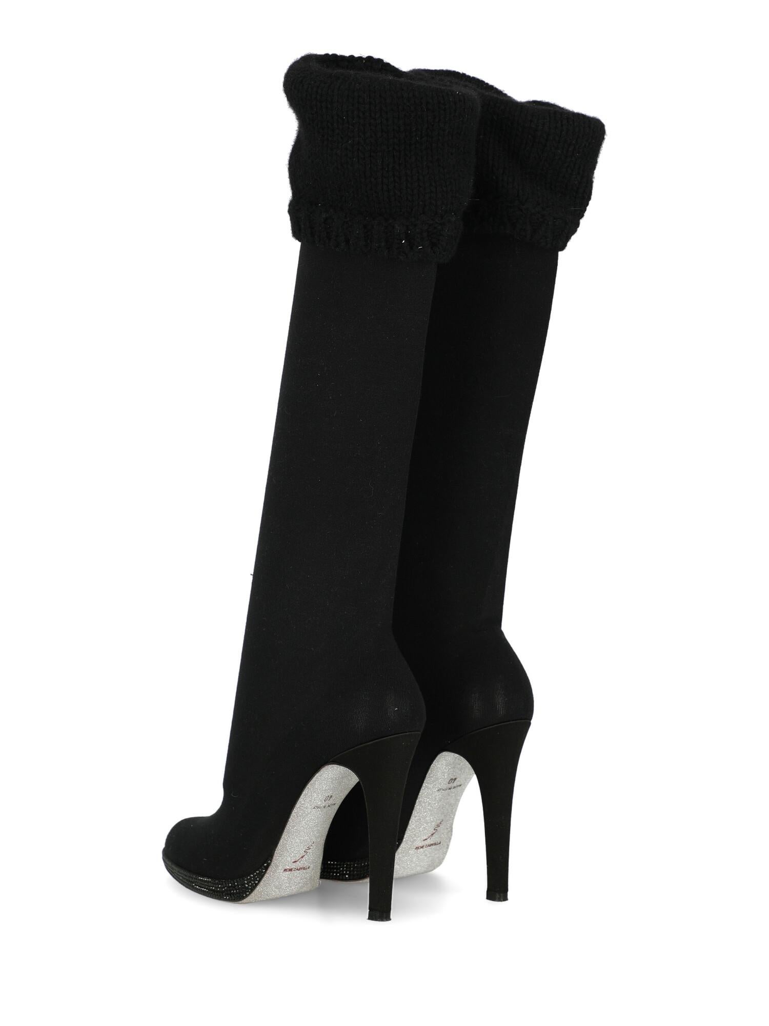 Women's Rene Caovilla Woman Boots Black Wool IT 40 For Sale