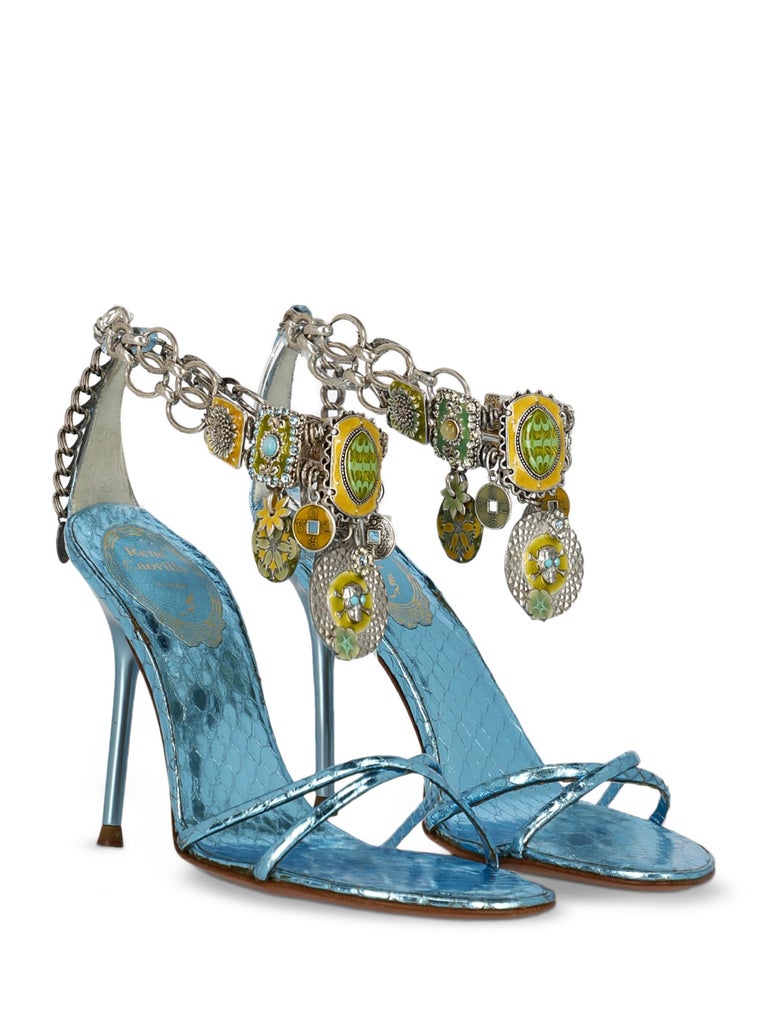 rene caovilla blue heels