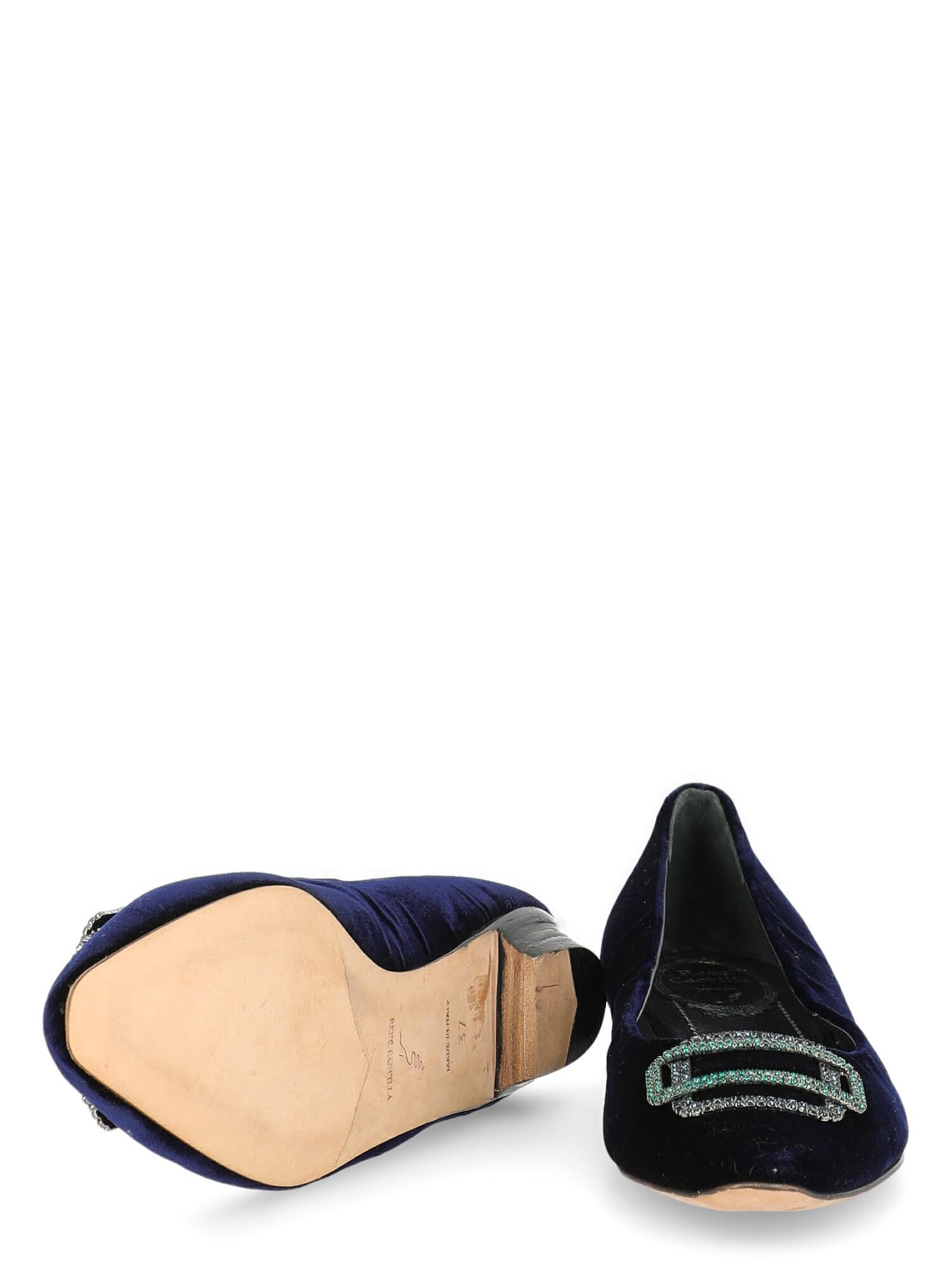 Rene Caovilla  Women   Ballet flats  Navy Fabric EU 37 In Good Condition For Sale In Milan, IT