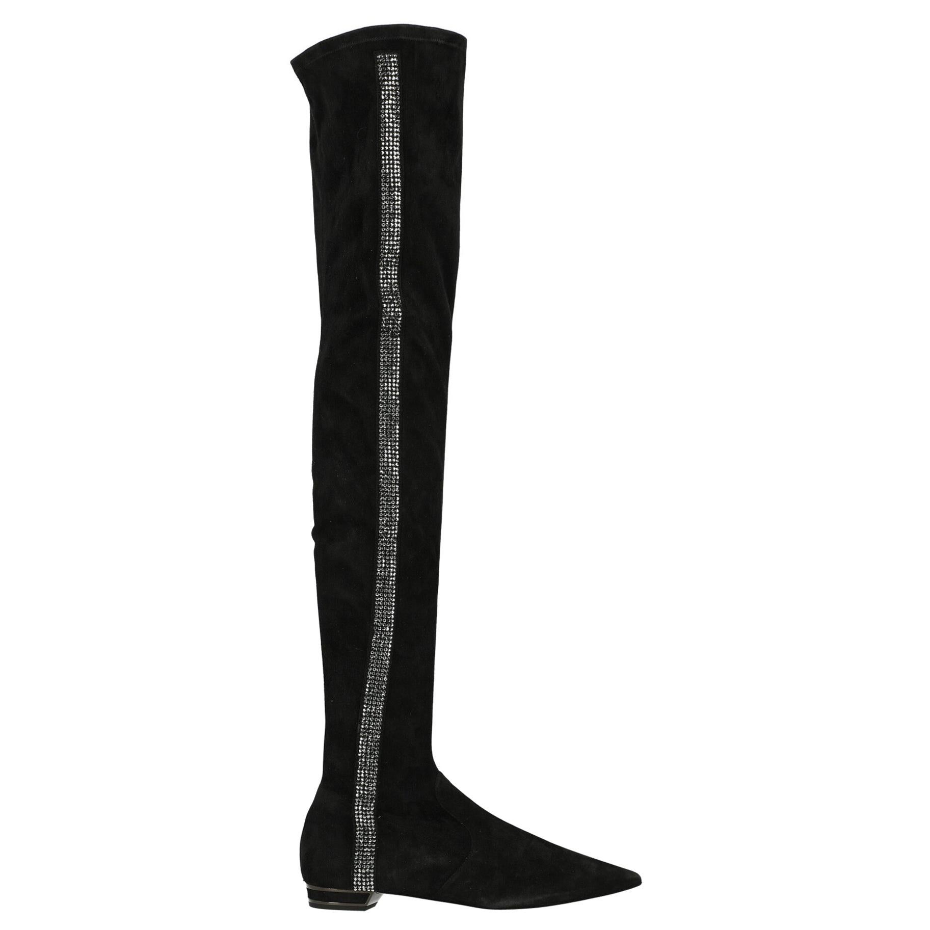 Rene Caovilla  Women   Boots  Black Leather EU 37.5 For Sale