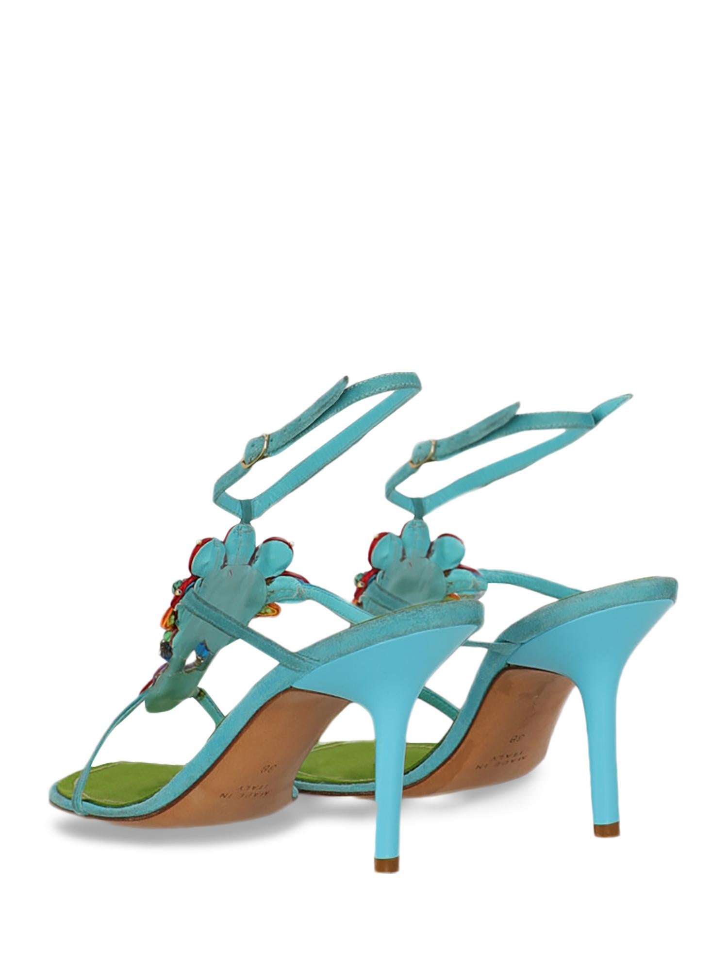 Rene Caovilla  Women   Sandals  Blue Leather EU 38 In Good Condition For Sale In Milan, IT