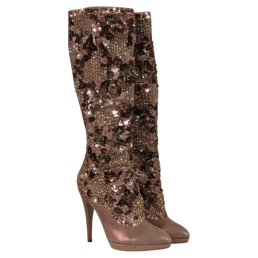 Rene Caovilla Botas de cristal con cuentas para mujer talla US 7.5 EU 37.5 Plata Rosa en venta