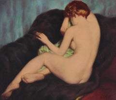A Reclining Nude, Impressionist Oil on Canvas, Signed 1962, Framed