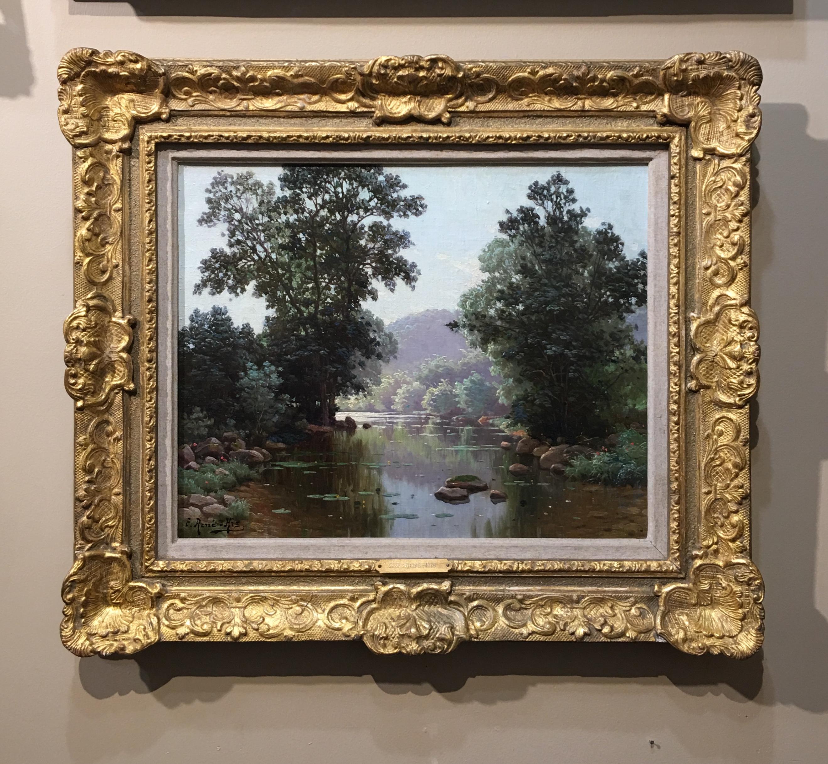 A View of the River Through Trees - Painting by René Charles Edmond His