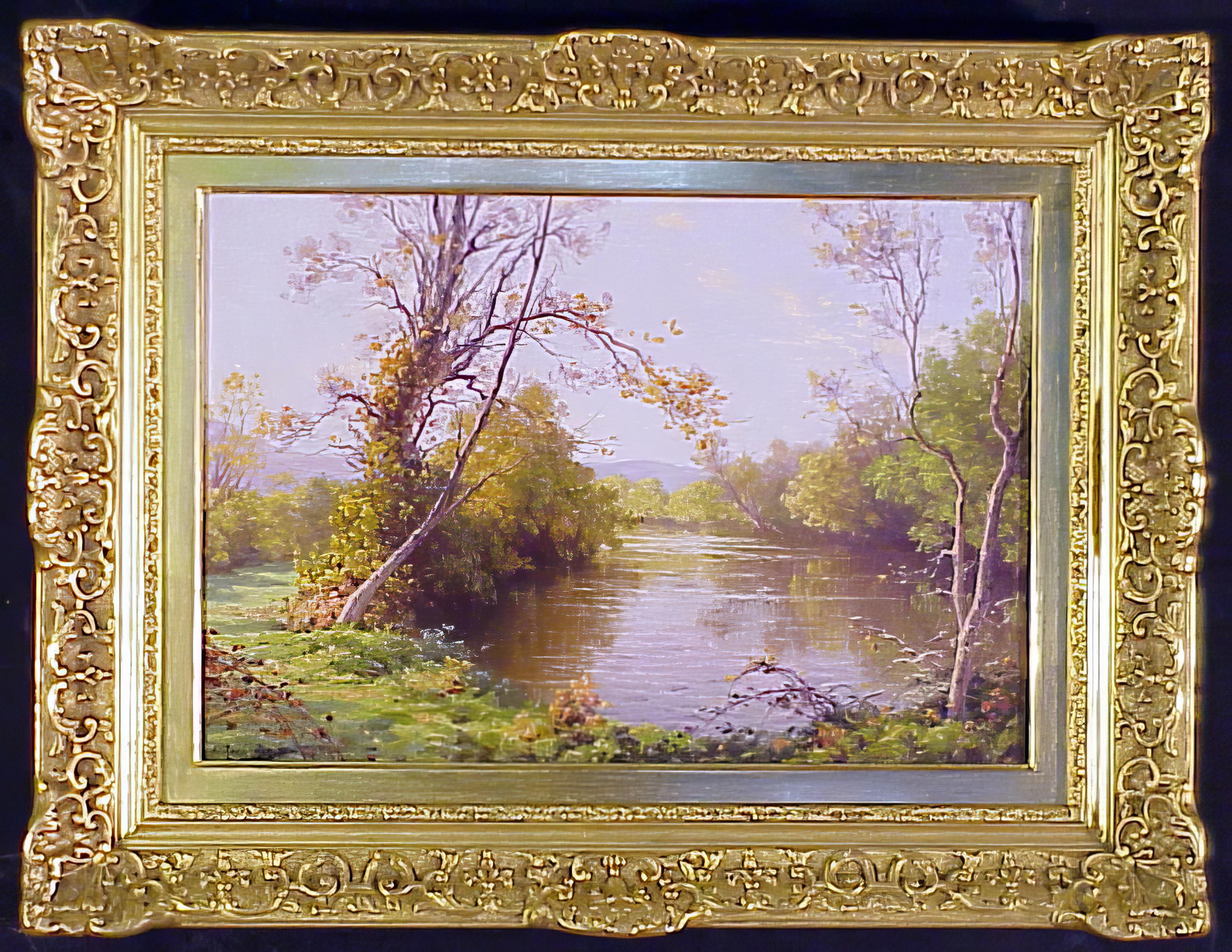 Una scena autunnale sul fiume - Painting di René Charles Edmond His