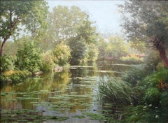 "La mare aux nénuphars" oil on canvas painting by René Charles Edmond His