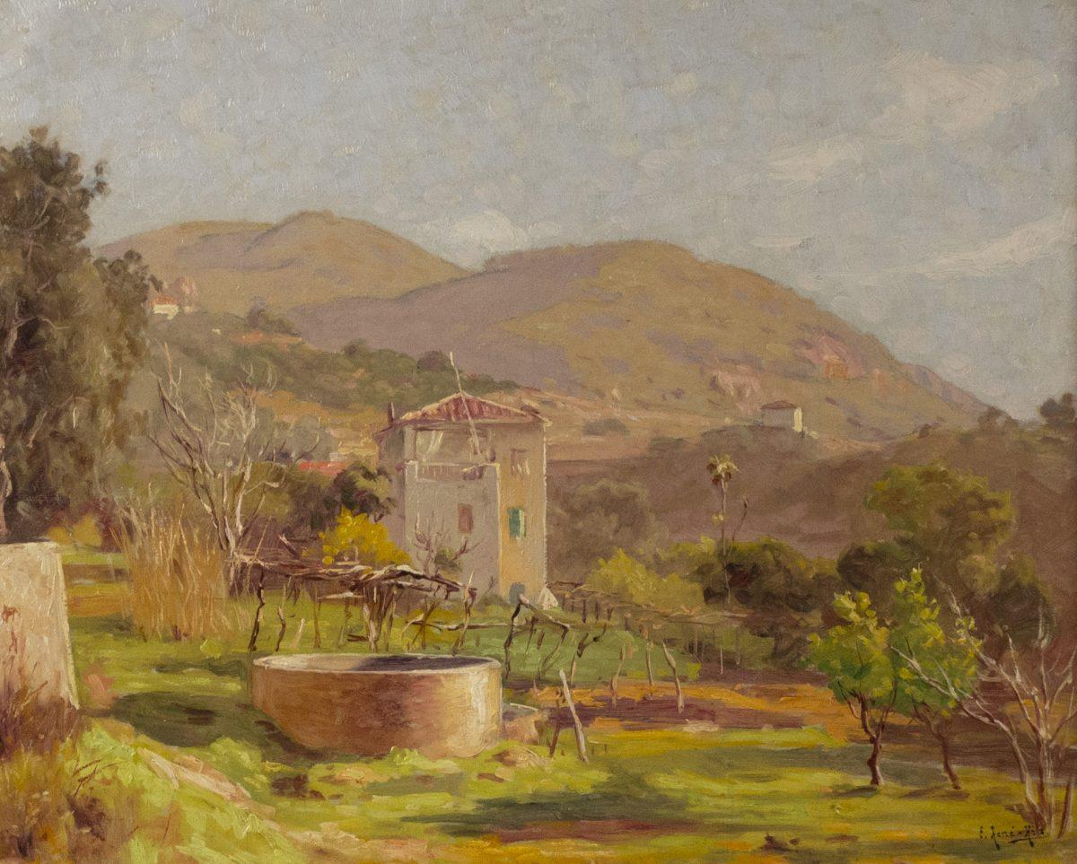 Paisaje de montaña, Col de Villefranche, Sur de Francia - Landscape Painting Marrón de René Charles Edmond His