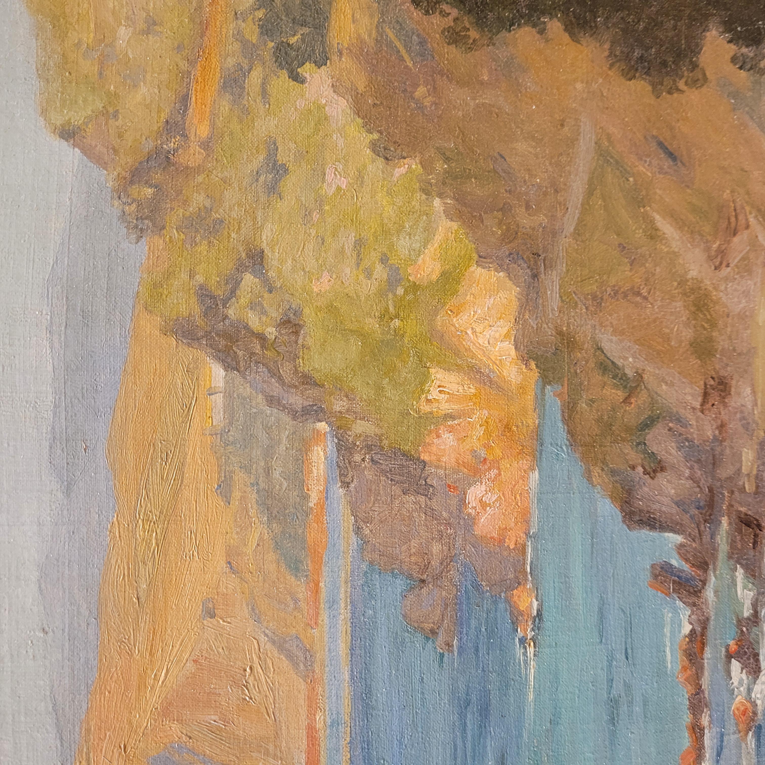 Öl auf Karton Art Nouveau 