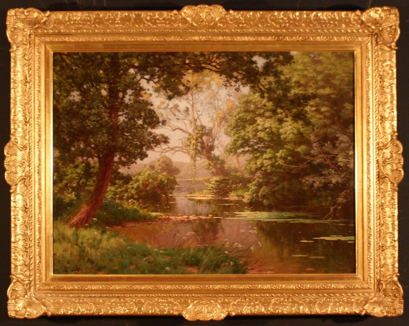 Paysage Avec Une Riviere - Painting di René Charles Edmond His