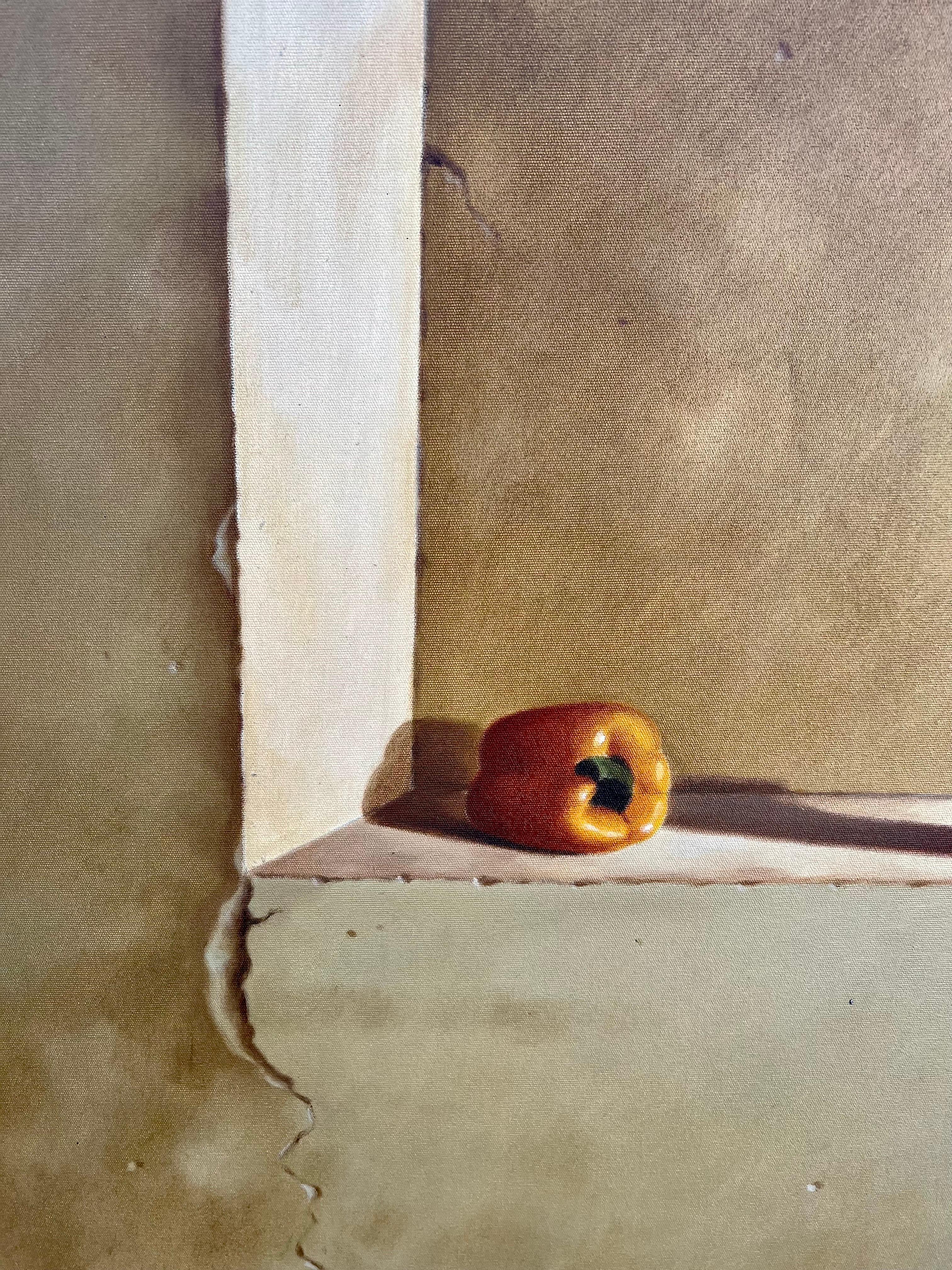 Large Trompe L'oeil Oil Painting Rene Chavelle Belgian Photo Realist Peppers For Sale 10