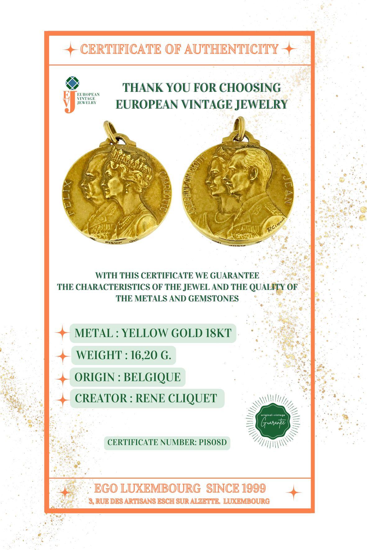 René Cliquet Gold Medal Pendant 