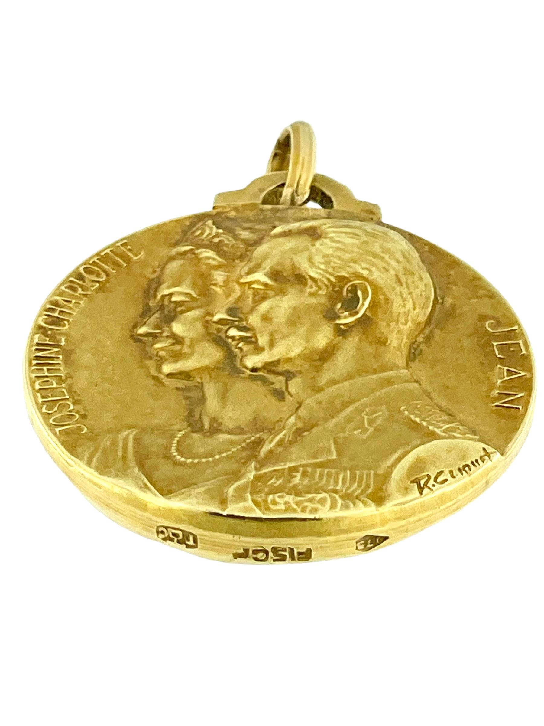 Artisan René Cliquet Gold Medal Pendant 