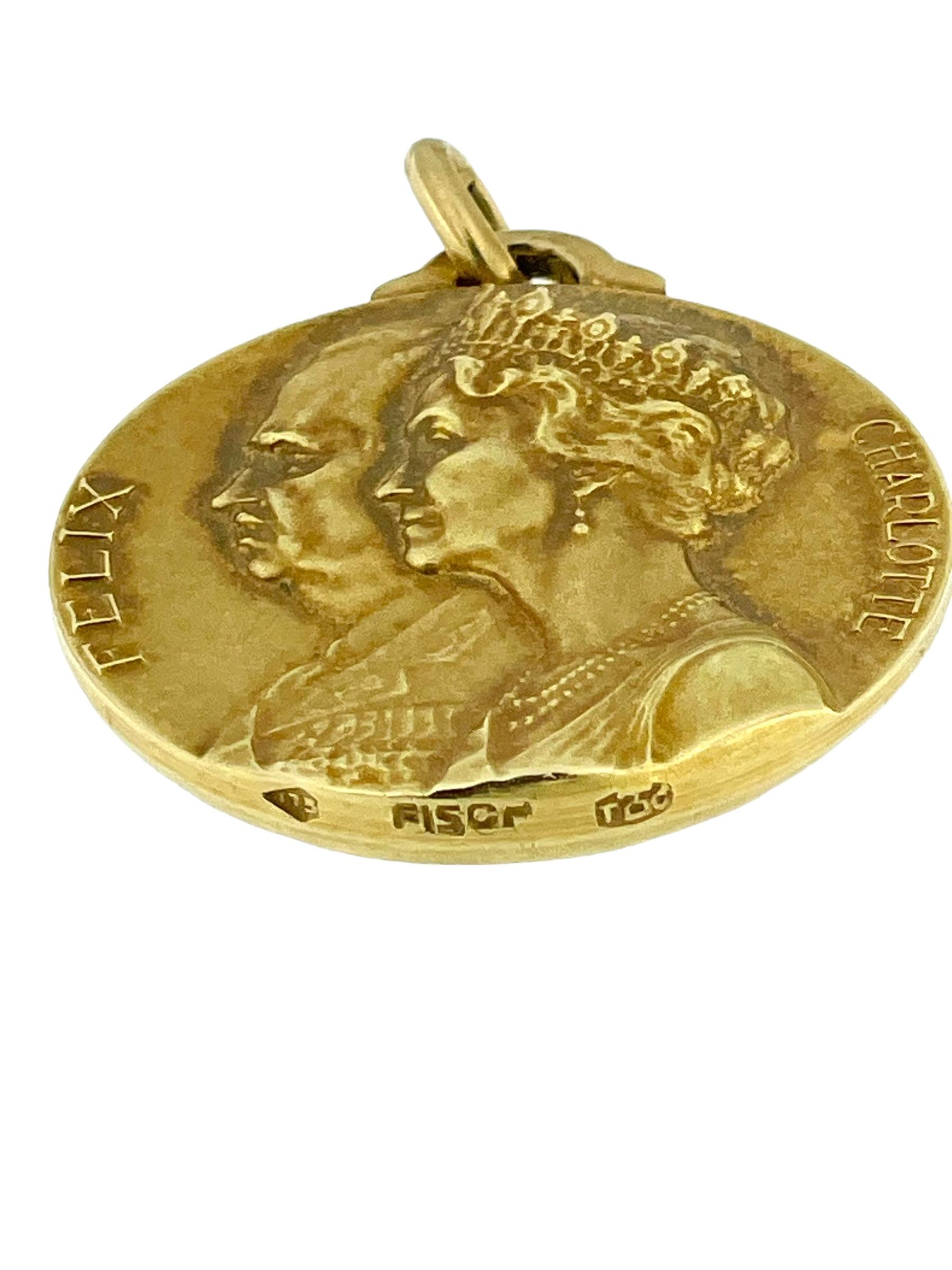 Women's or Men's René Cliquet Gold Medal Pendant 