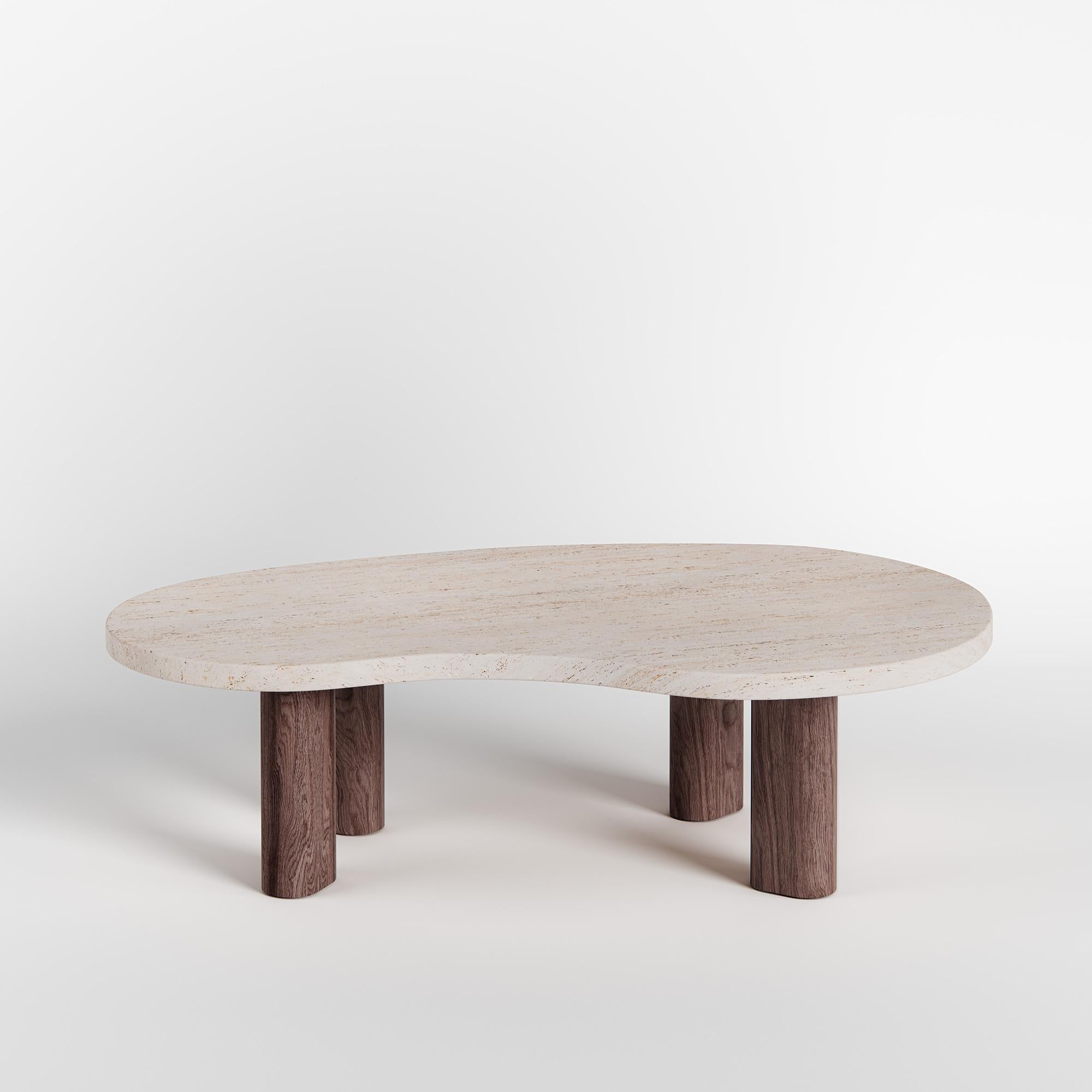 Rene Coffee Table by Just Adele in Travertine and Walnut Stained Timber For Sale 2