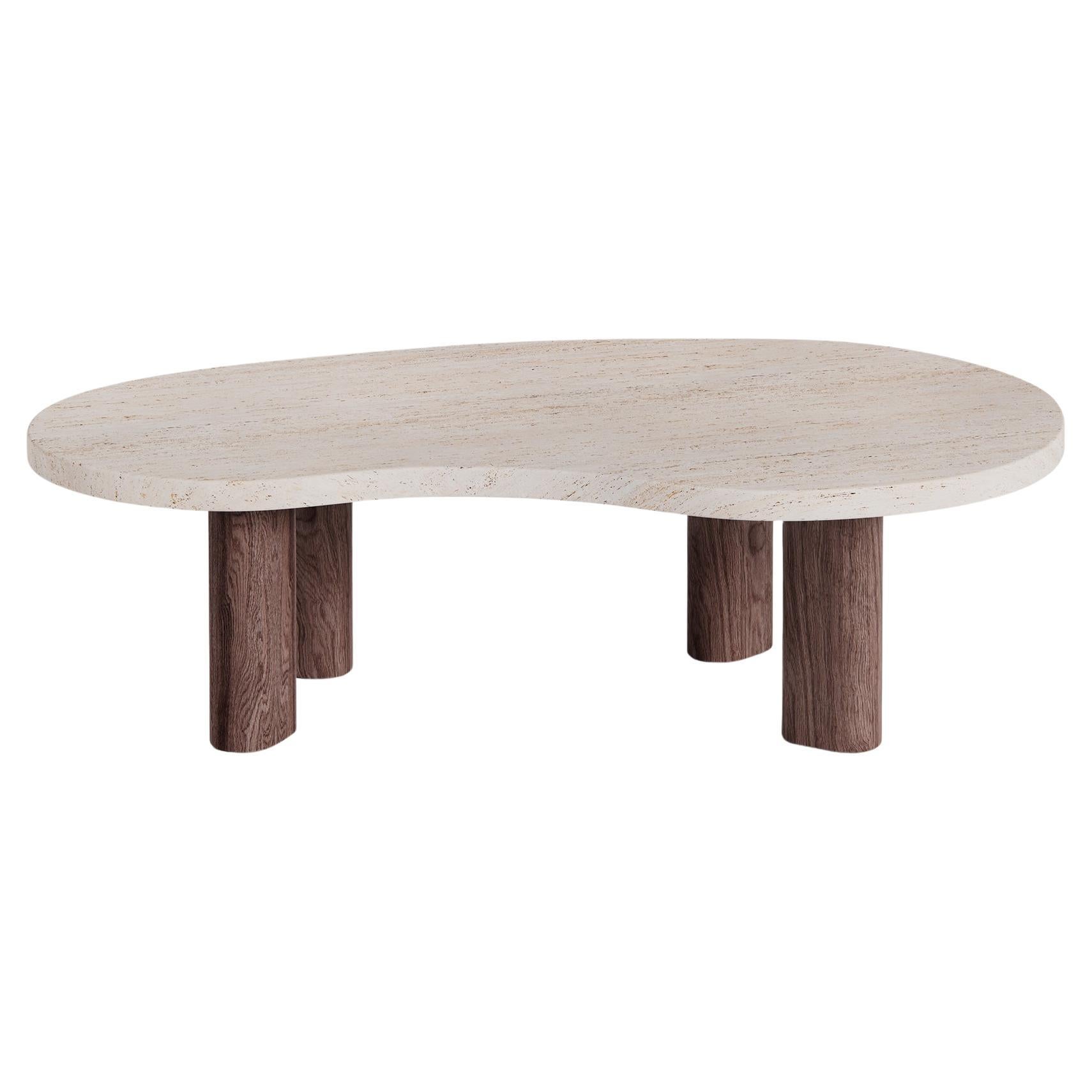 Rene Coffee Table by Just Adele in Travertine and Walnut Stained Timber For Sale