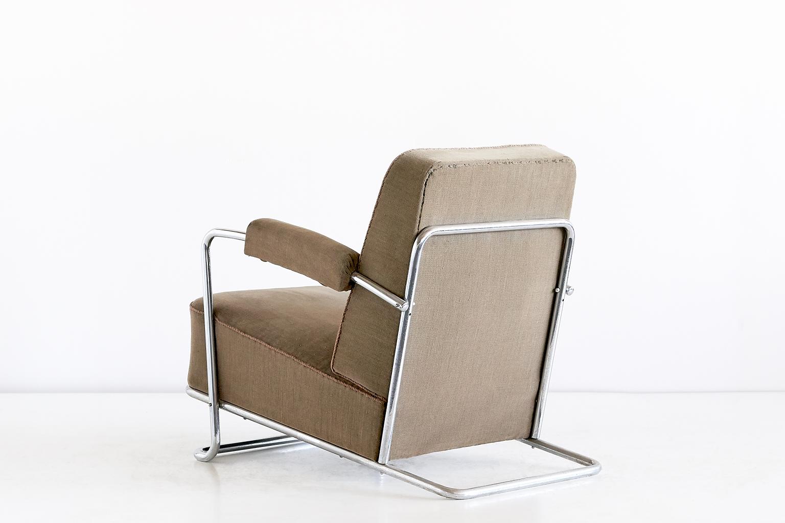 Metal René Coquery B251 Lounge Chair for Thonet Frères, 1930
