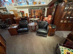 René Coquery for Thonet French Art Deco Tubular Chrome Armchair Pair