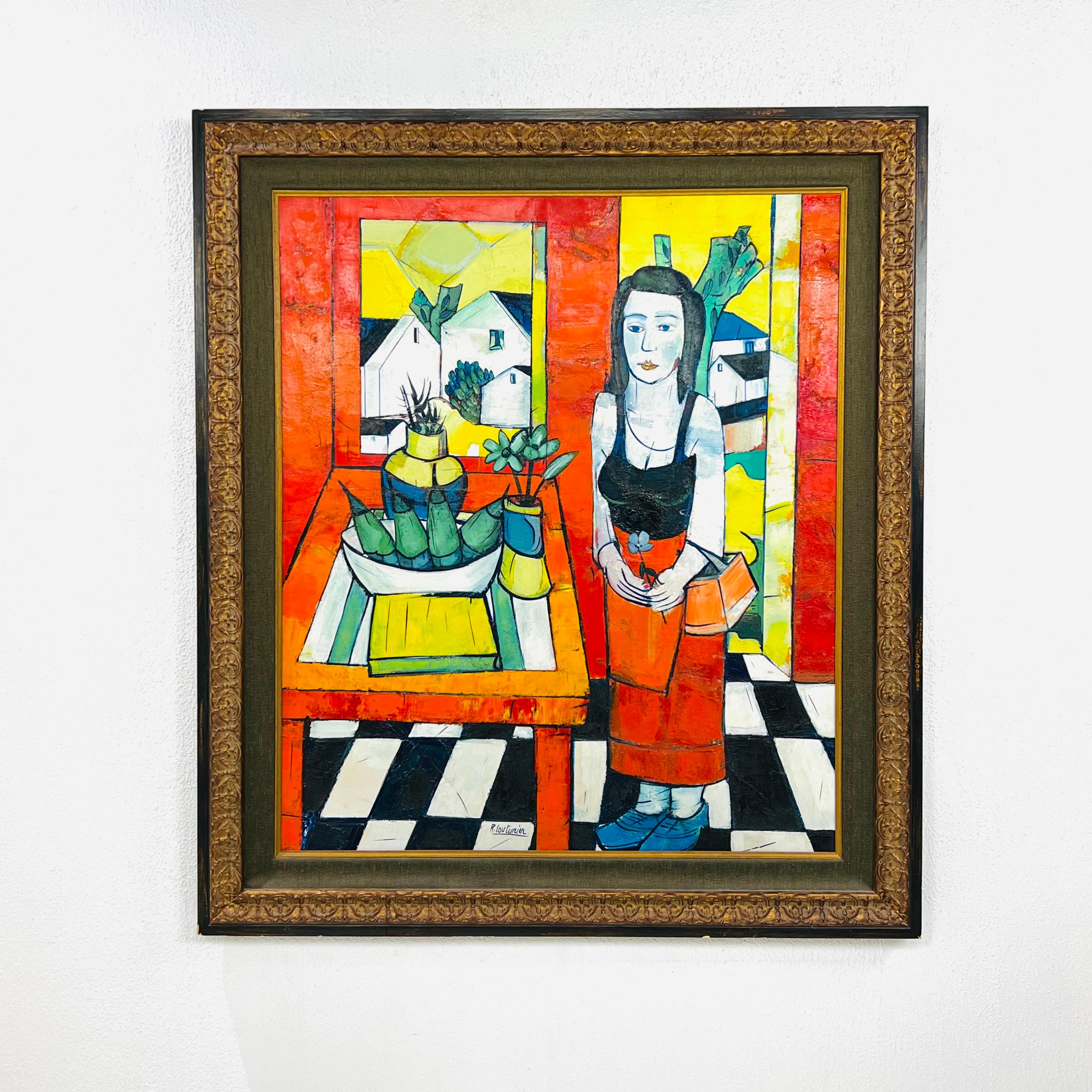 René Couturier (Franzose, 1933-2008)

Öl auf Leinwand, ca. 1960-70er Jahre

Eine lebendige und ausdrucksstarke Innenraumszene des französischen Modernisten René Couturier, der für seine kühne Farbgebung und stilisierten figurativen Formen bekannt